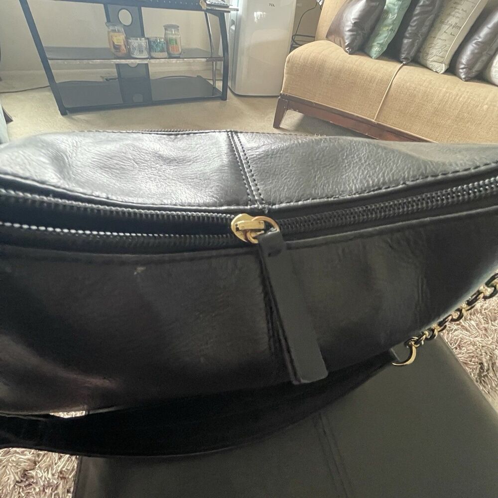 Tignanello Black Leather Shoulder Bucket Bag 12.5”{L}X9.5{H}X4.5”{W} Purse Work - Picture 13 of 13